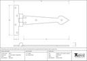 Black 6&quot; Arrow Head T Hinge (pair) - 33972 - Technical Drawing