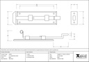 Black 6&quot; Cranked Door Bolt - 33016 - Technical Drawing