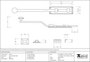 Black 6&quot; French Door Bolt - 33113 - Technical Drawing