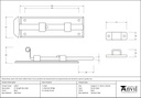 Black 6" Straight Door Bolt - 33015 - Technical Drawing