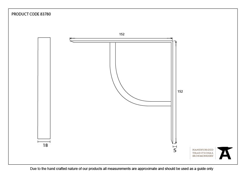 Black 6'' x 6'' Plain Shelf Bracket - 83780 - Technical Drawing