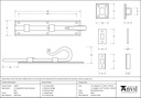 Black 8&quot; Shepherd's Crook Universal Bolt - 33074 - Technical Drawing