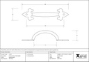 Black Cast 6&quot; Fleur De Lys Pull Handle - 73141 - Technical Drawing