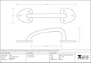 Black Cast 8&quot; Gothic Pull Handle - 73142 - Technical Drawing