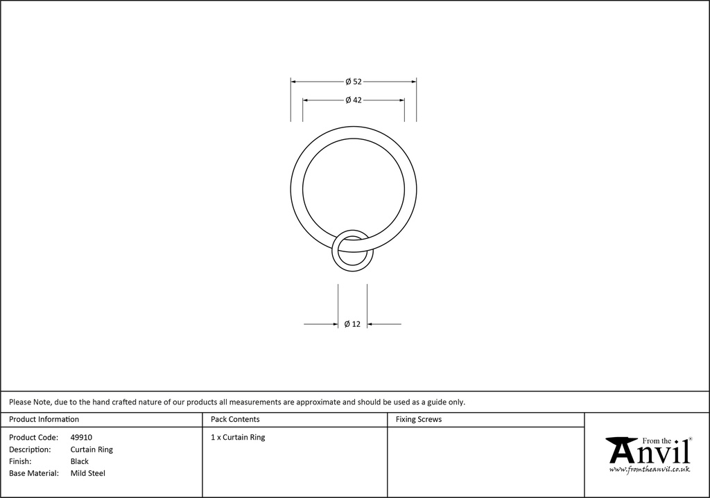 Black Curtain Ring - 49910 - Technical Drawing