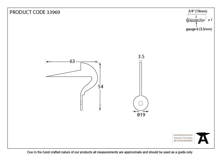 Black Frame Keep Pin - 33969 - Technical Drawing