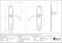 Black Gothic Curved Lever Espag. Lock Set - 33764 - Technical Drawing