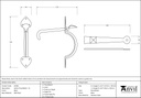 Black Gothic Thumblatch - XL - 45598 - Technical Drawing