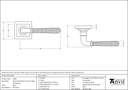 Black Hammered Newbury Lever on Rose Set (Square) - 45650 - Technical Drawing