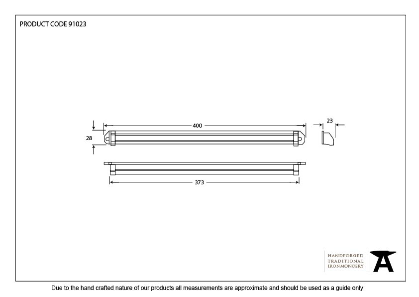 Black Large Aluminium Canopy 400mm - 91023 - Technical Drawing