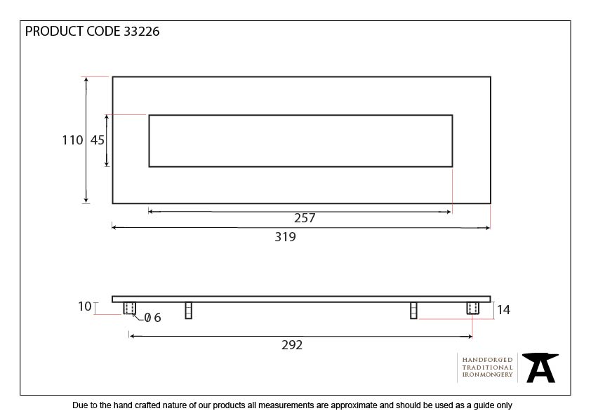 Black Large Letter Plate - 33226 - Technical Drawing