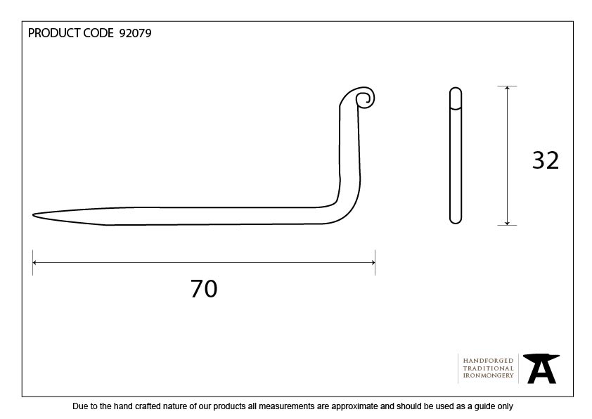 Black L Hook - Small - 92079 - Technical Drawing