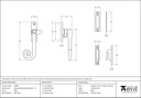 Black Locking Deluxe Monkeytail Fastener - LH - 33882 - Technical Drawing