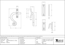 Black Locking Monkeytail Fastener - LH - 33952 - Technical Drawing