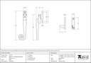 Black Locking Night-Vent Monkeytail Fastener - LH - 51417L - Technical Drawing