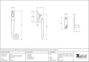 Black Locking Night-Vent Monkeytail Fastener - RH - 51417R - Technical Drawing