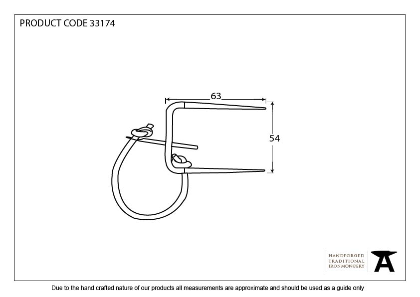 Black Locking Staple Pin - 33174 - Technical Drawing