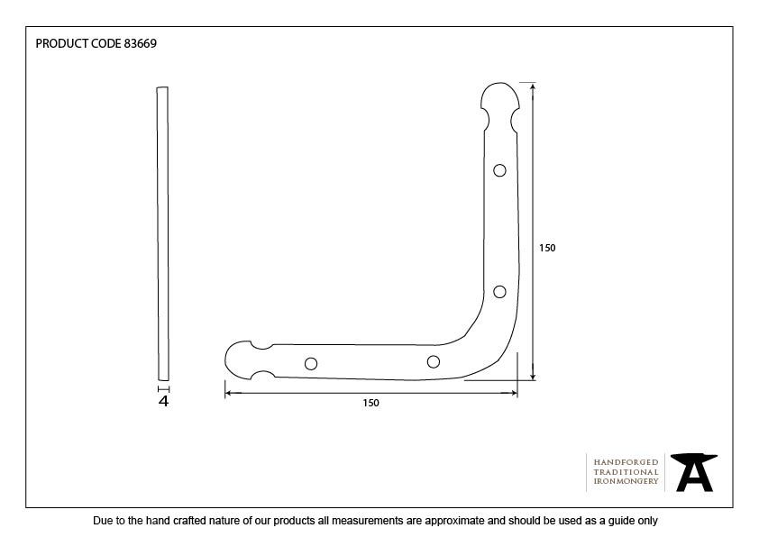 Black Mending Bracket - 83669 - Technical Drawing