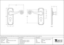 Black Monkeytail Lever Euro Lock Set - 45591 - Technical Drawing