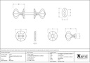 Black Octagonal Mortice/Rim Knob Set - 33250 - Technical Drawing