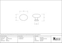 Black Oval Cabinet Knob - 83790 - Technical Drawing