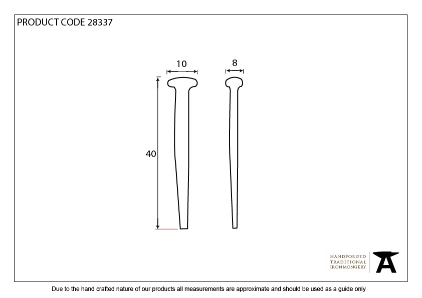 Black Oxide 1 1/2&quot; Rosehead Nail (1kg) - 28337 - Technical Drawing