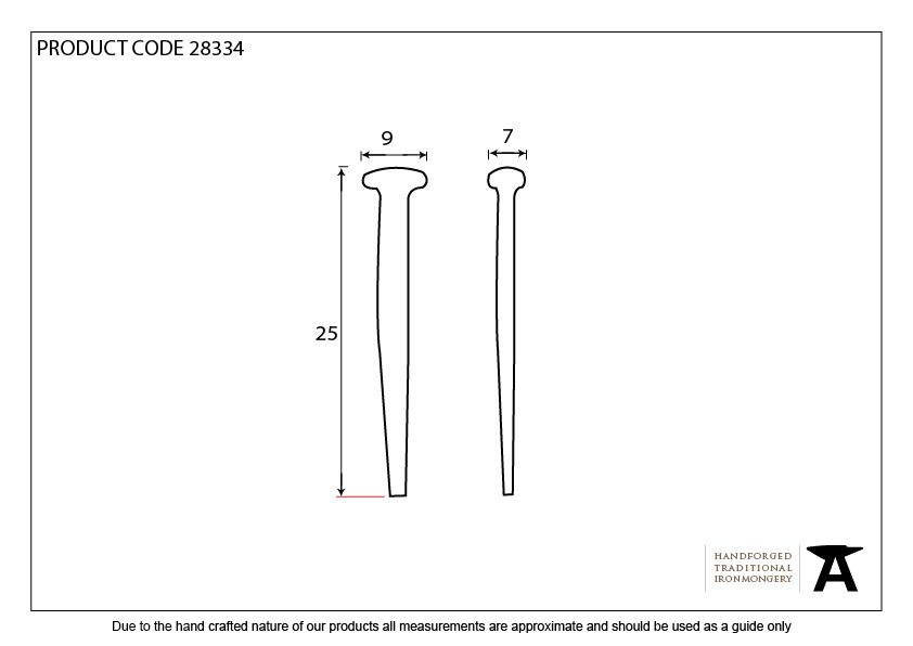 Black Oxide 1&quot; Rosehead Nail (1kg) - 28334 - Technical Drawing