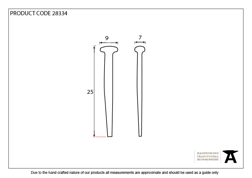 Black Oxide 1" Rosehead Nail (1kg) - 28334 - Technical Drawing