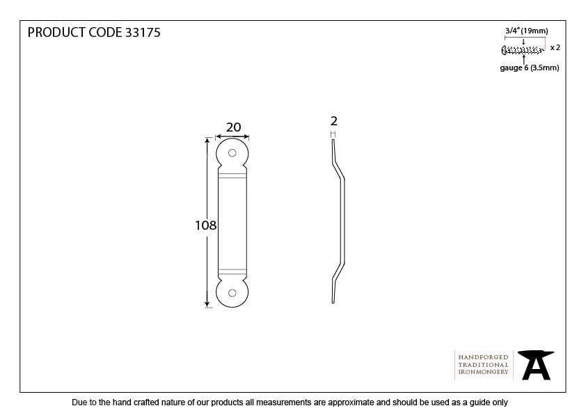 Black Penny End Screw on Staple - 33175 - Technical Drawing