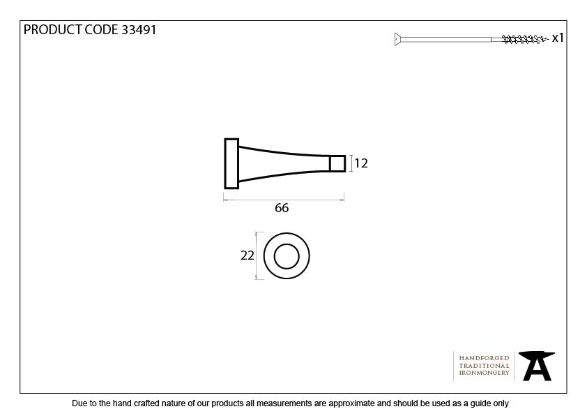 Black Projection Door Stop - 33491 - Technical Drawing