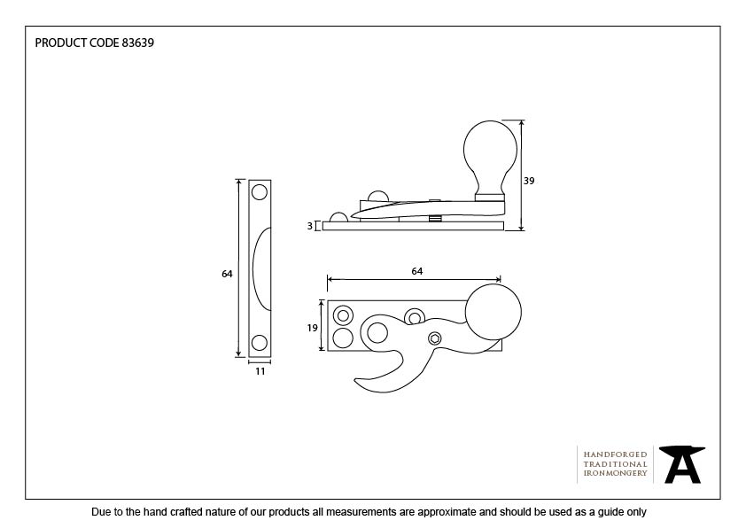 Black Sash Hook Fastener - 83639 - Technical Drawing