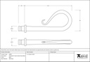 Black Shepherd's Crook Curtain Finial (pair) - 49902 - Technical Drawing