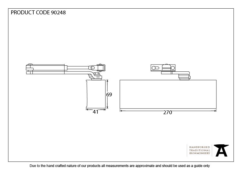 Black Size 2-5 Door Closer & Cover - 90248 - Technical Drawing