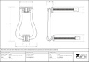 Black Slimline Art Deco Door Knocker - 90034 - Technical Drawing