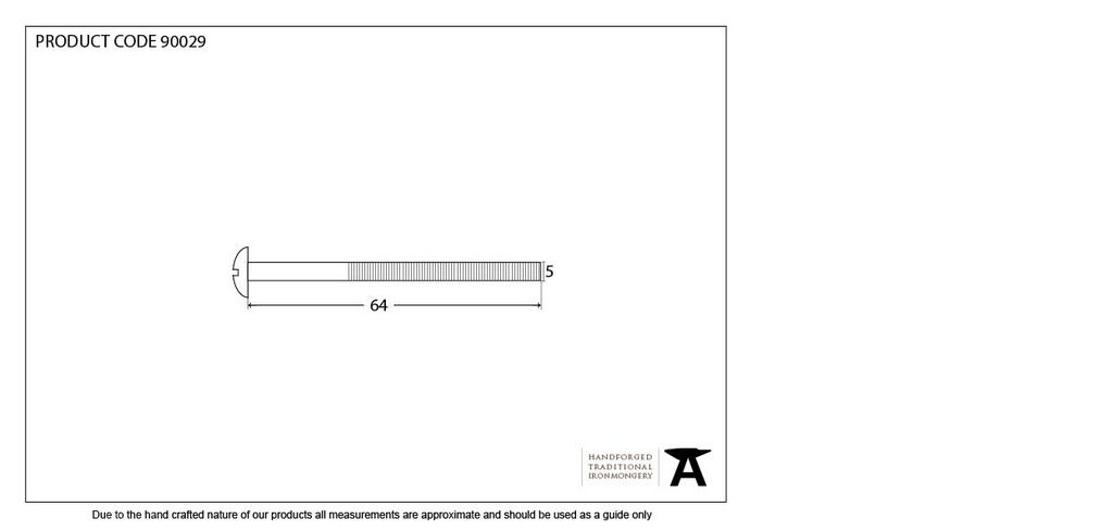 Black SS M5 x 64mm Male Bolts (2) - 90029 - Technical Drawing