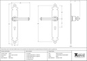 Black Tudor Lever Lock Set - 33247 - Technical Drawing