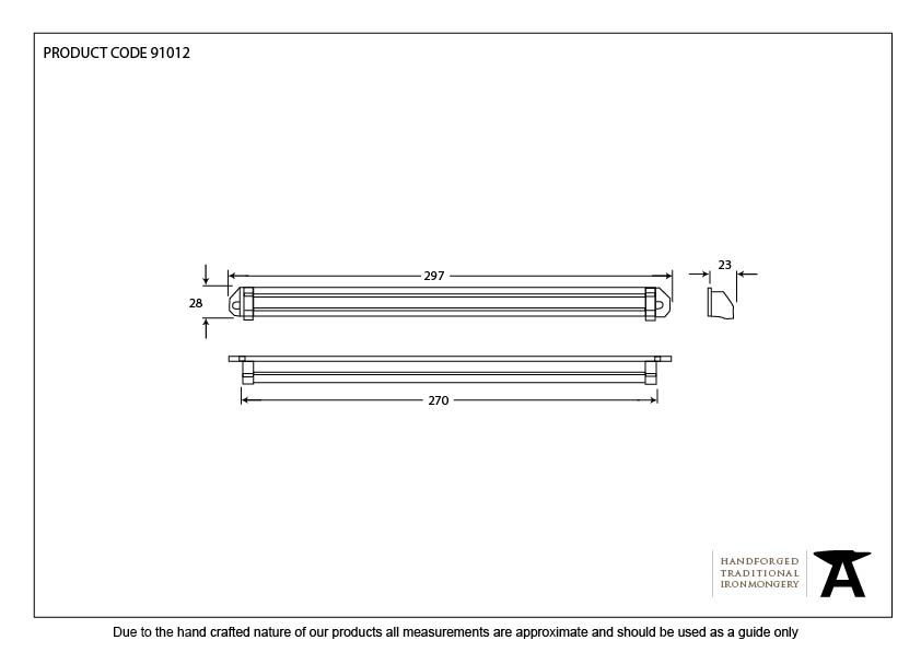 Brown Medium Aluminium Canopy 297mm - 91012 - Technical Drawing