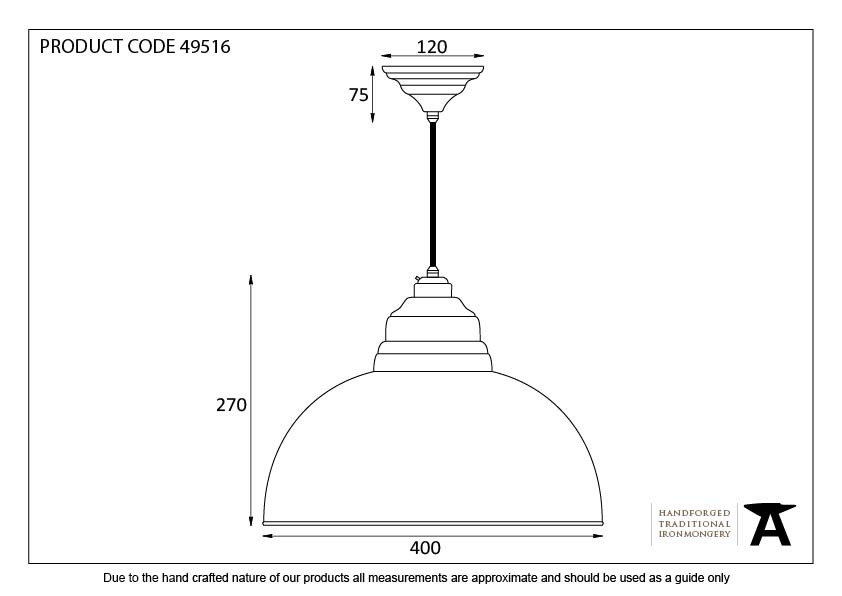 Burnished Harborne Pendant - 49516 - Technical Drawing