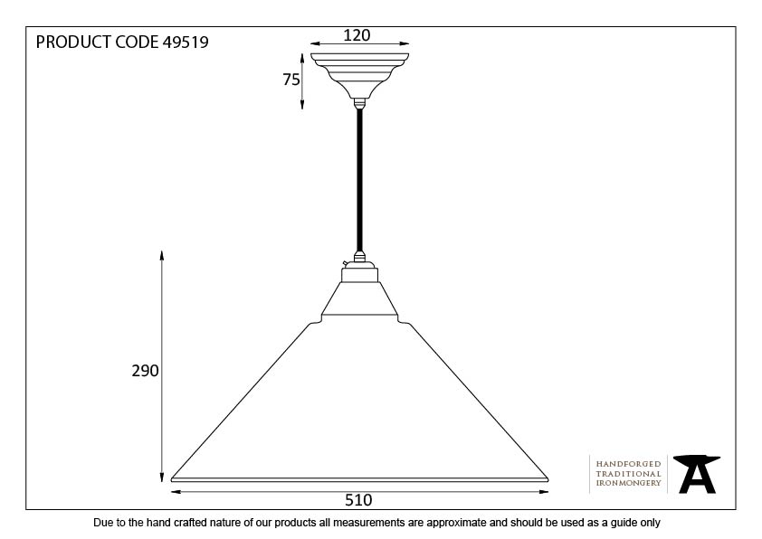 Burnished Hockley Pendant - 49519 - Technical Drawing