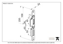 BZP Winkhaus Centre Latch Keep RH 44mm Door - 92163 - Technical Drawing