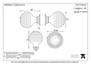 Ebony &amp; Aged Brass Beehive Mortice/Rim Knob Set - 83574 - Technical Drawing