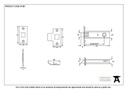 Electro Brassed 3&quot; Tubular Mortice Latch - 91081 - Technical Drawing