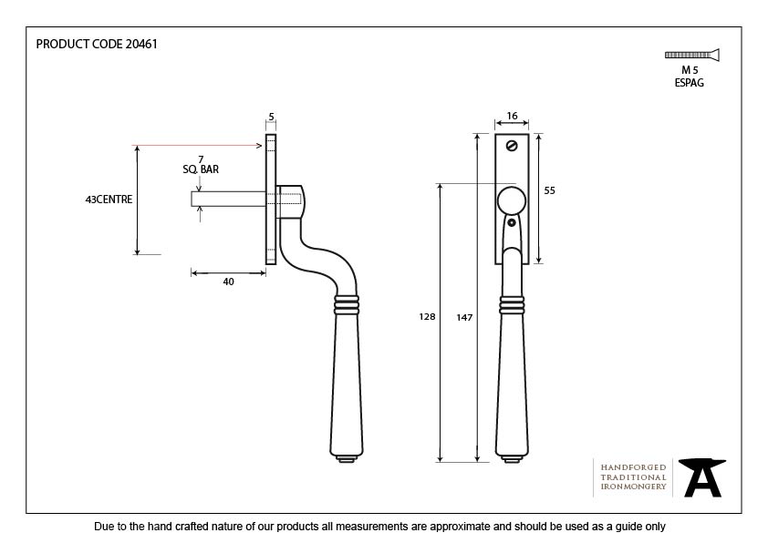 Electro Brass Teardrop Espag - 20461 - Technical Drawing