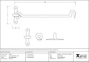 External Beeswax 10&quot; Forged Cabin Hook - 45606 - Technical Drawing