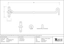 External Beeswax 14&quot; Forged Cabin Hook - 45608 - Technical Drawing