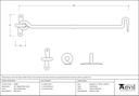 External Beeswax 16&quot; Forged Cabin Hook - 45609 - Technical Drawing