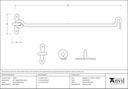External Beeswax 18&quot; Forged Cabin Hook - 45610 - Technical Drawing