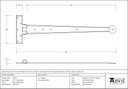 External Beeswax 18&quot; Penny End T Hinge (pair) - 91470 - Technical Drawing