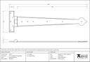 External Beeswax 22&quot; Arrow Head T Hinge (pair) - 91475 - Technical Drawing