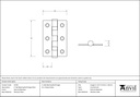 External Beeswax 3&quot; Ball Bearing Butt Hinge (pair) - 91782 - Technical Drawing